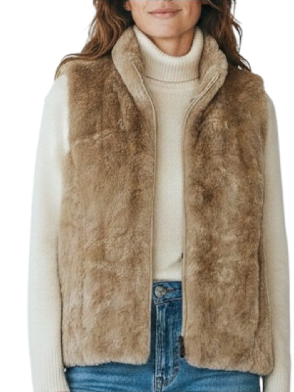 COLDWATER CREEK Faux Fur Vest in Tan Size Medium -- WOW WOW WOW!!! - Picture 10 of 12